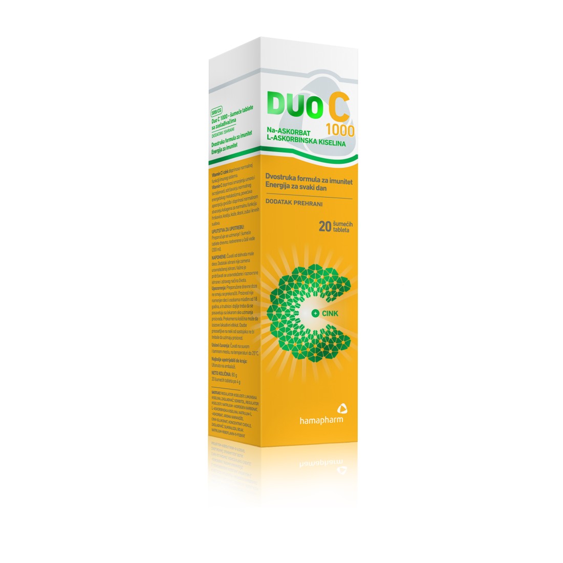 Hamapharm Duo C 1000 mg 20 šumećih tableta
