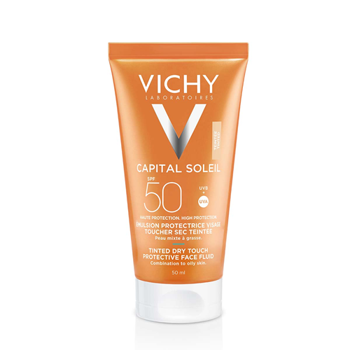 Vichy Capital Soleil dry touch fluid za lice spf50 BB prirodna nijansa tena