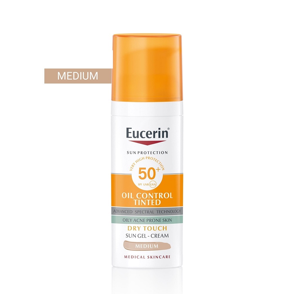Eucerin sun oil control tinted gel-krema za lice, tamna nijansa SPF50 09/2026