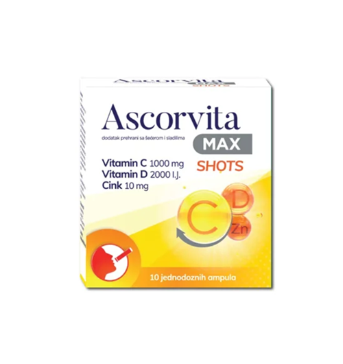 Ascorvita max shots 10 ampula 08/2026