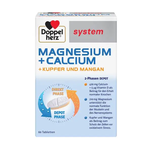 Doppelherz magnezij+kalcij+bakar i mangan depo 60 tableta 08/2026
