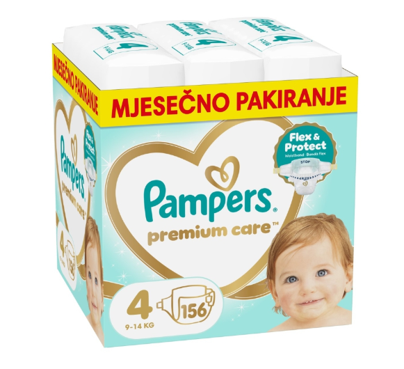 NOVO - Pampers premium care mjesečno pakiranje 4 (9-14 kg) - (156 komada)