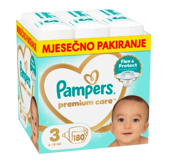 NOVO - Pampers premium care mjesečno pakiranje 3 (6-10 kg) - (180 komada)