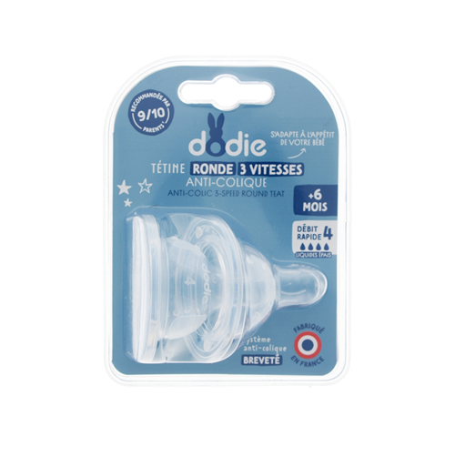Dodie Initiation+ Anti-Colic silikonski okrugli sisači +6 mj., protok 4 za guste tekućine – 2 kom.